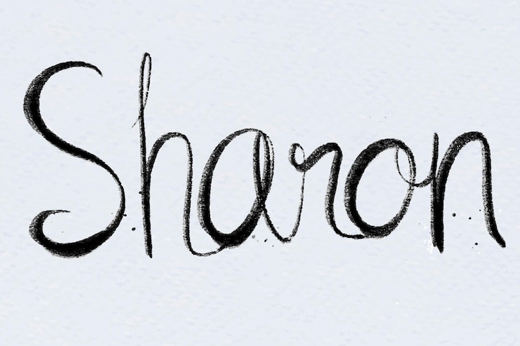 Kostenlose Vektor vektor handgezeichnete sharon-schrifttypografie