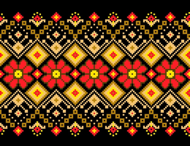 Kostenloser Vektor vektor-illustration der ukrainischen folk nahtlose muster ornament. ethnische verzierung. randelement. traditionelle ukrainische, belarussische volkskunst gestrickt stickerei muster - vyshyvanka