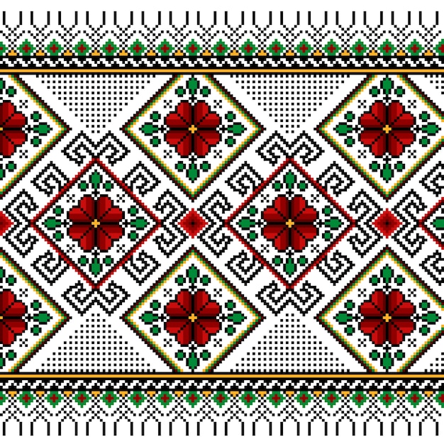 Kostenloser Vektor vektor-illustration der ukrainischen folk nahtlose muster ornament. ethnische verzierung. randelement. traditionelle ukrainische, belarussische volkskunst gestrickt stickerei muster - vyshyvanka