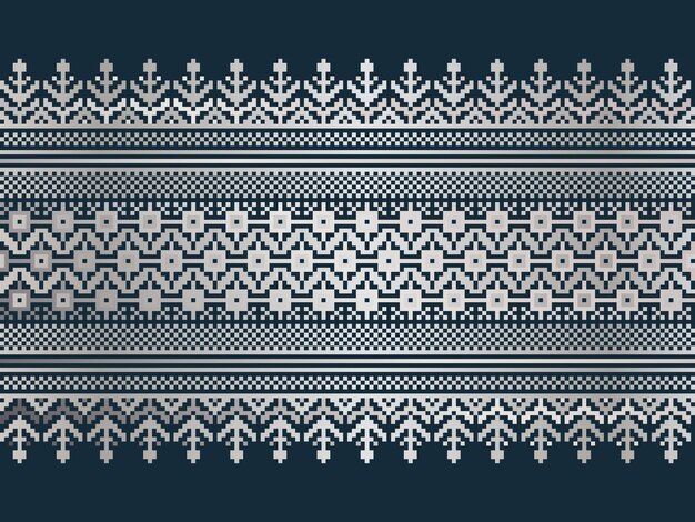 Vektor-Illustration der ukrainischen Volksnahtmusterverzierung Ethnisches Ornament Grenzelement Traditionelle ukrainische belarussische Volkskunst gestricktes Stickmuster Vyshyvanka