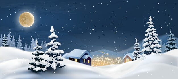 Vektor-Illustration einer Winterlandschaft.