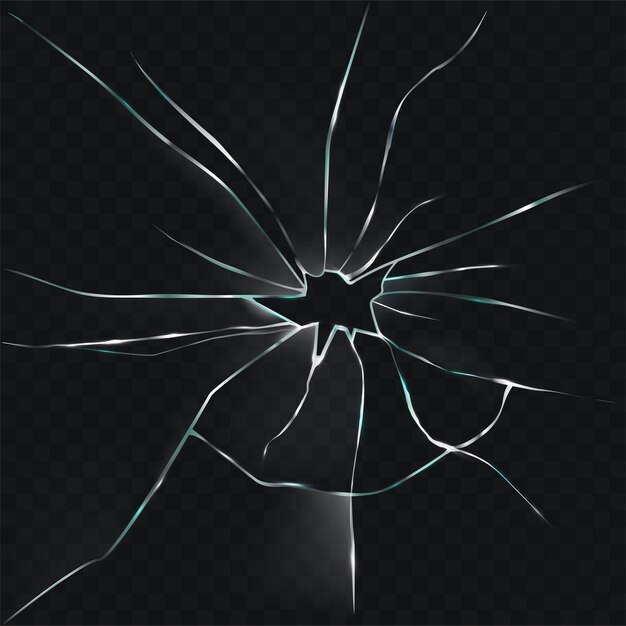 Vektor-Illustration eines gebrochenen, geknackt, geknackt Glas mit einem Loch
