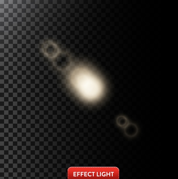 Vektor-illustration eines weißen leuchtenden lichteffekt mit lens fackeln