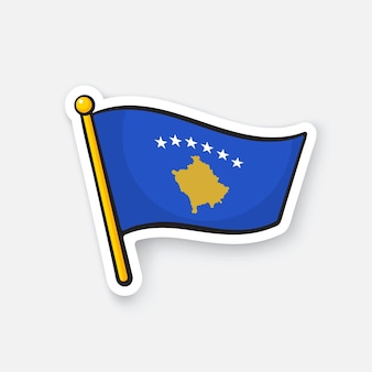 Vektor-illustration nationalflagge des kosovo auf fahnenmast standortsymbol für reisende