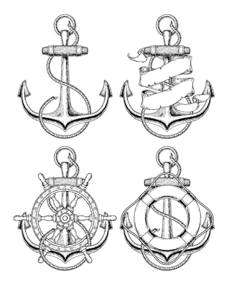 Kostenlose Vektor vektor-illustration nautischen anker
