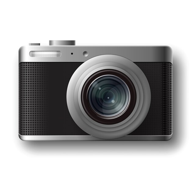 Vektor kompakte Fotokamera Draufsicht lokalisiert auf weißem Hintergrund
