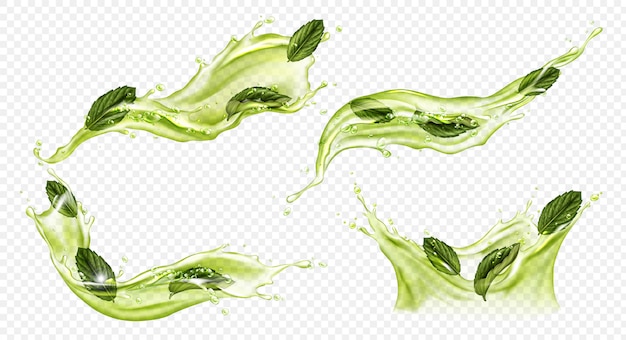 Vektor realistischer spritzer von grünem tee oder matcha