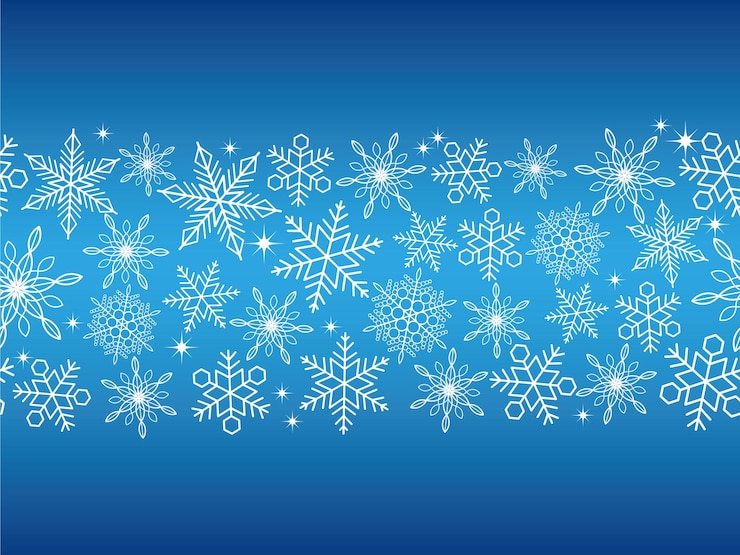 Kostenlose Vektor vektor, seamless, abstrakt, weiß, schneeflocke, hintergrund, auf, a, blau, hintergrund. horizontal wiederholbar.