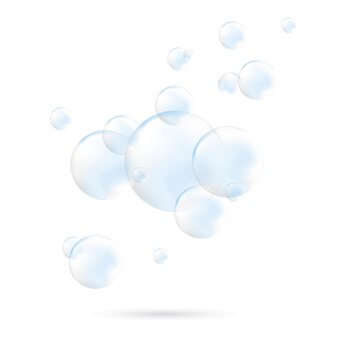 Vektor seifenwasserblasen. transparente isolierte realistische gestaltungselemente. kann mit jedem hintergrund verwendet werden.