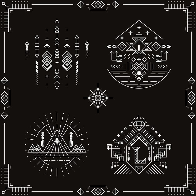 Aztekische Linie Muster Vektor Design Kostenlose Vektor