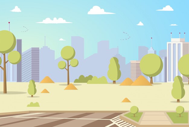 Vektorabbildung-Karikatur-Stadt-Park-Panoramen