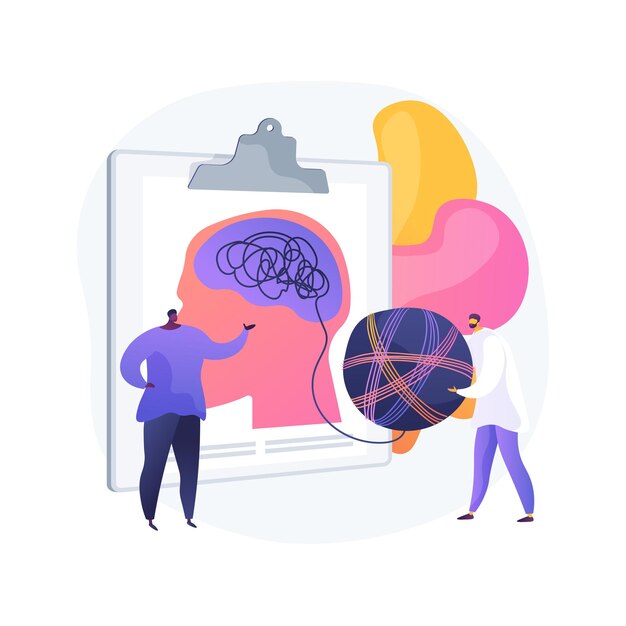 Vektorillustration des abstrakten Konzepts der Psychotherapie. Nicht-pharmakologische Intervention, verbale Beratung, Psychotherapie, kognitive Verhaltenstherapie, abstrakte Metapher für private Sitzungen.