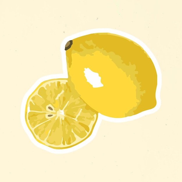 Vektorisiertes gelbes Zitronenaufkleber-Overlay mit Designressource mit weißem Rand