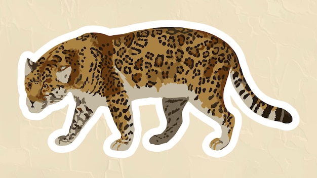 Kostenloser Vektor vektorisiertes jaguar-aufkleber-overlay mit einem designelement mit weißem rand