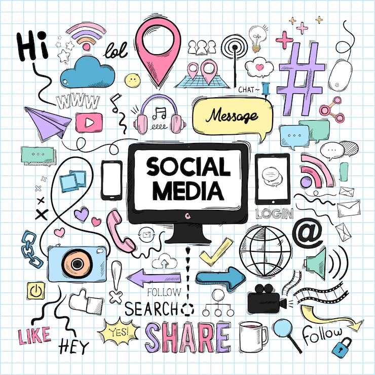 Kostenlose Vektor vektorsatz social media-ikonen
