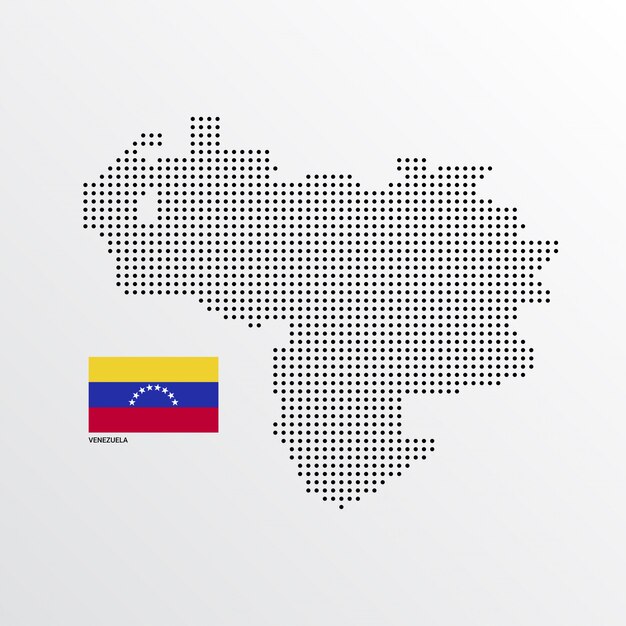 Venezuela-Kartenentwurf mit Flaggen- und hellem Hintergrundvektor