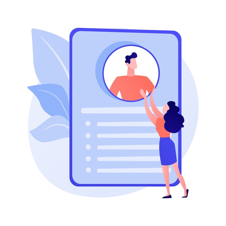 Kostenlose Vektor verantwortlichkeiten der personalabteilung. bewerberbeschäftigung, einstellung von bewerbern, besetzung von stellen. personalvermittler bei auswahl eines geeigneten arbeitnehmers, illustration des personalkonzepts