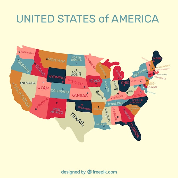 Kostenloser Vektor vereinigte staaten von amerika karte hintergrund