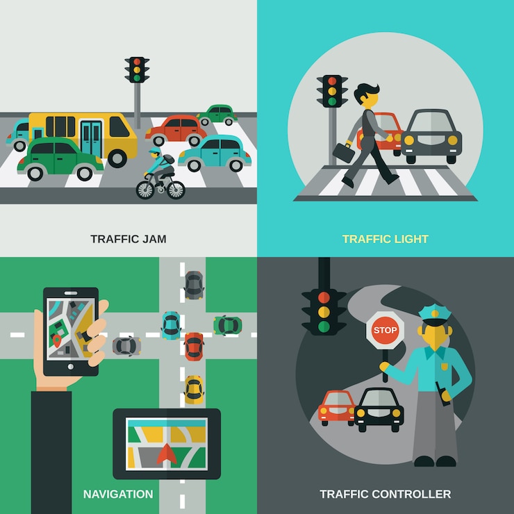 Kostenlose Vektor verkehrskonzept set