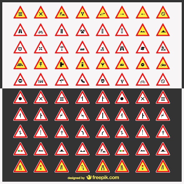 Kostenloser Vektor verkehrszeichen vektor pack