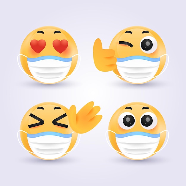 Verlaufs-emoji mit gesichtsmasken