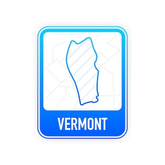 Vermont - us-bundesstaat. konturlinie in weißer farbe auf blauem schild. karte der vereinigten staaten von amerika. vektor-illustration.