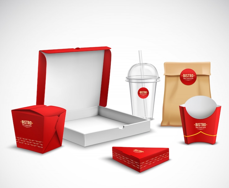 Kostenlose Vektor verpackung fast food realistic set