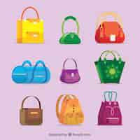 Kostenloser Vektor verschiedene arten von handtaschen-kollektion