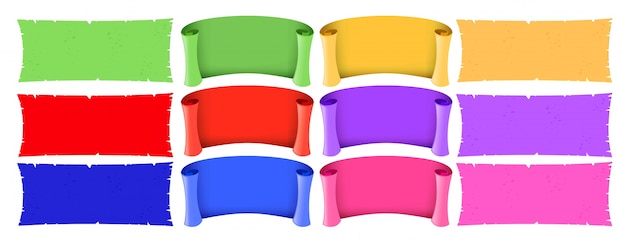 Verschiedene designs von bannern in verschiedenen farben