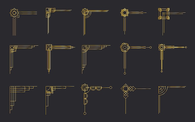 Verschiedene filigrane ecken aus antikem gold