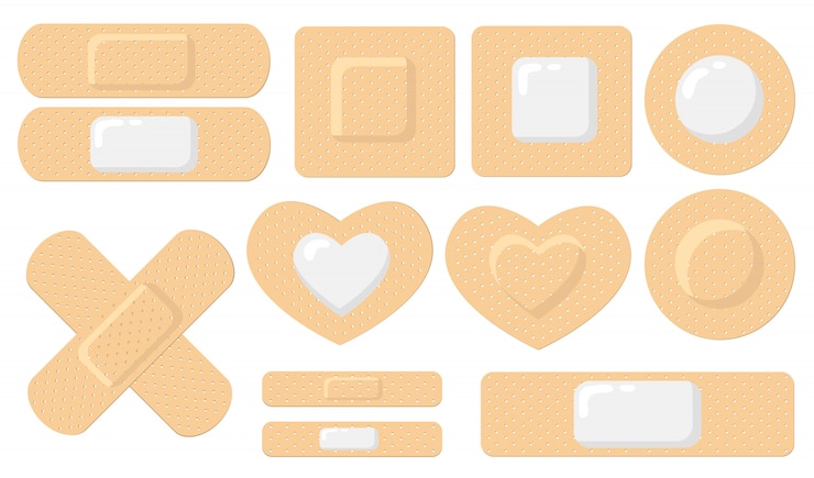 Kostenlose Vektor verschiedene flache icon-sets für medizinische pflaster