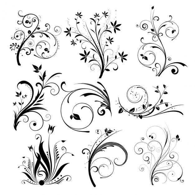 Verschiedene florale Dessins