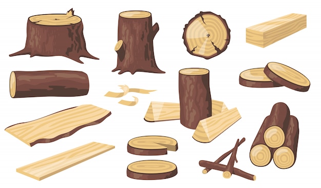 Verschiedene Holzstämme und Stämme
