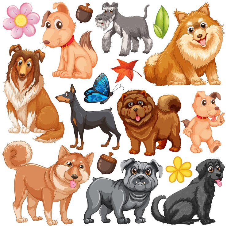 Kostenlose Vektor verschiedene hundearten