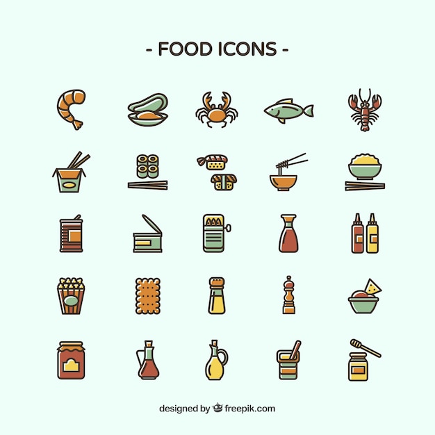 Verschiedene lebensmittel-icons