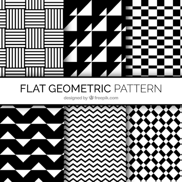 Verschiedene muster von schwarz-weißen geometrischen formen