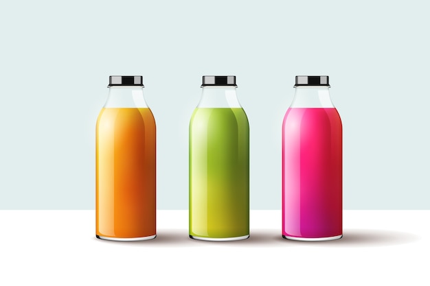 Kostenloser Vektor verschiedene smoothies flaschen sammlung