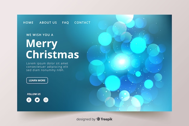 Verschwommene landingpage frohe weihnachten