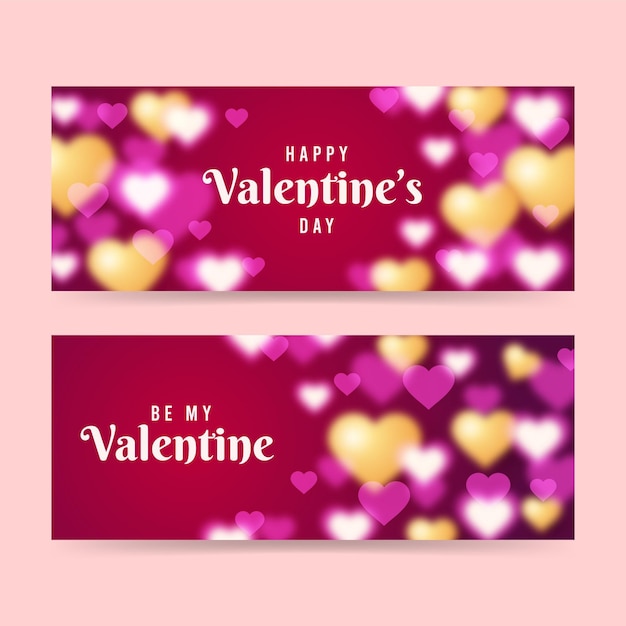 Kostenloser Vektor verschwommene valentinstag-banner