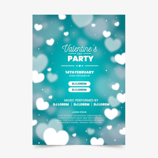 Verschwommene valentinstag party plakat vorlage