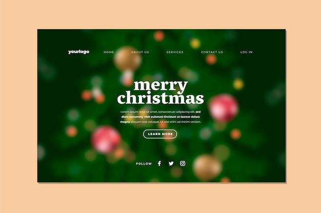 Verschwommene Weihnachtslandingpage-Vorlage