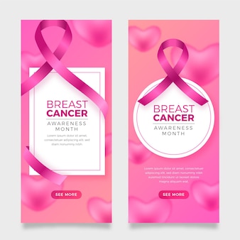 Vertikale banner für brustkrebs-bewusstseinsmonat mit farbverlauf eingestellt