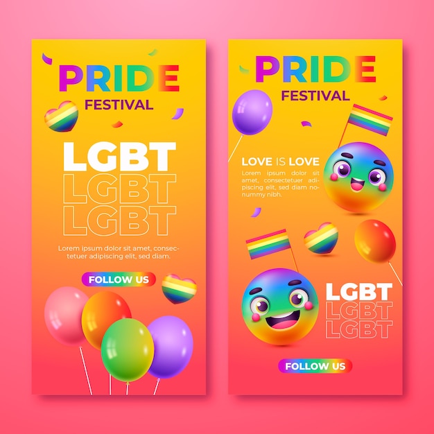 Kostenloser Vektor vertikale banner für den gradient pride month
