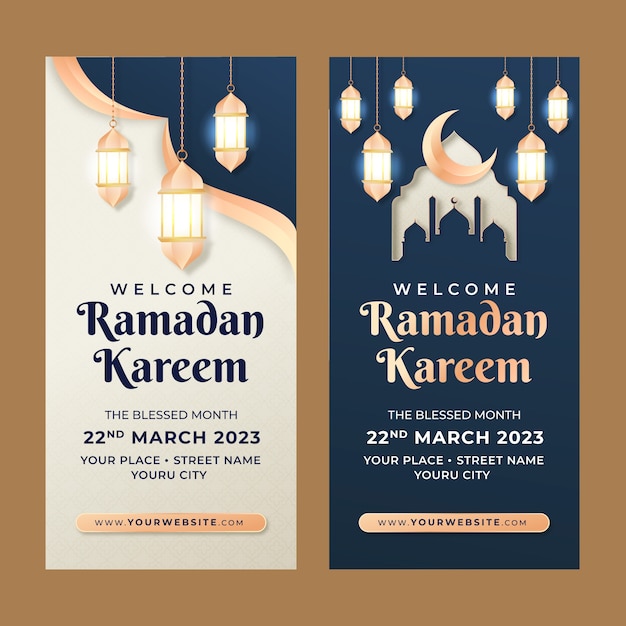 Kostenloser Vektor vertikale banner für die islamische ramadan-feier