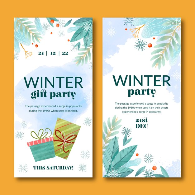 Vertikale banner für winterpartys