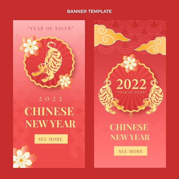 Vertikale banner mit farbverlauf für das chinesische neujahr