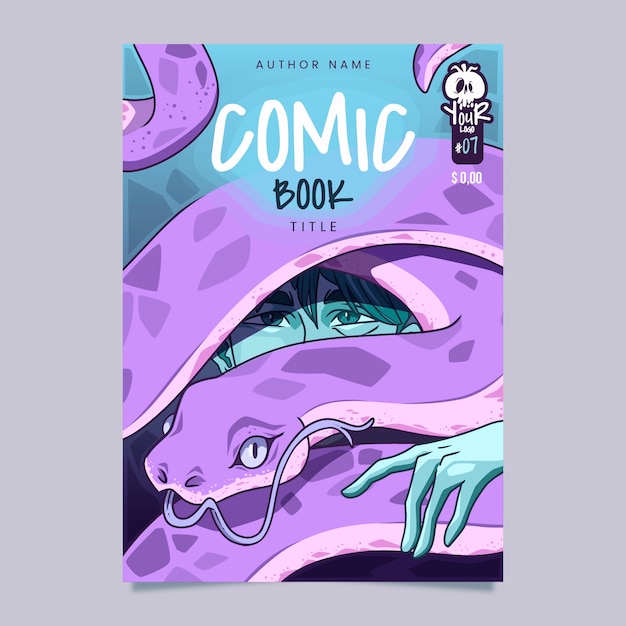 Vertikale Comic-Cover-Vorlage mit Schlange