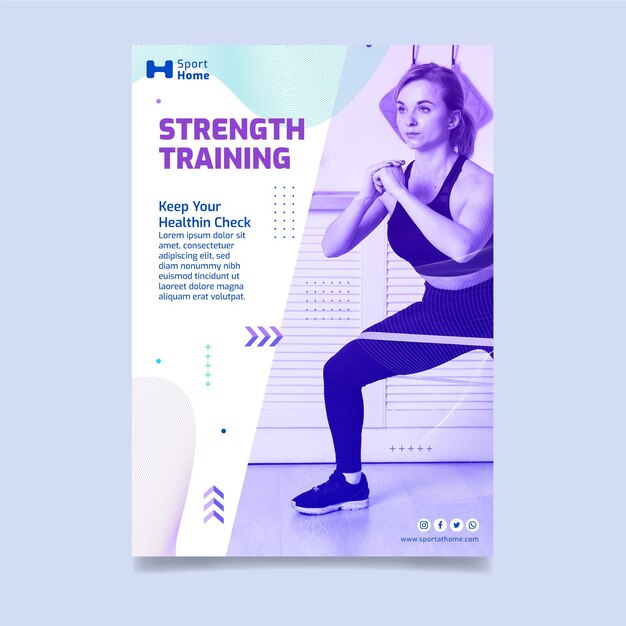 Vertikale Flyer-Schablonendesign des Sports zu Hause