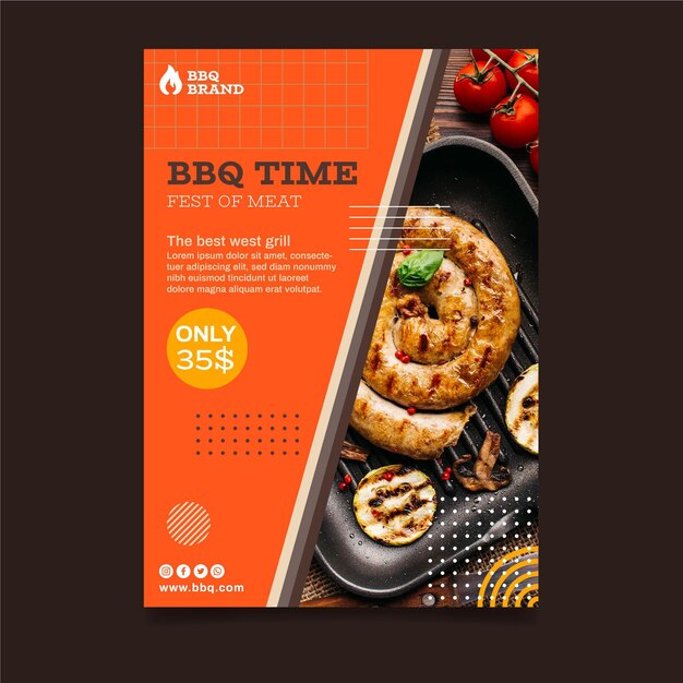 Vertikale Flyer-Vorlage für Grill