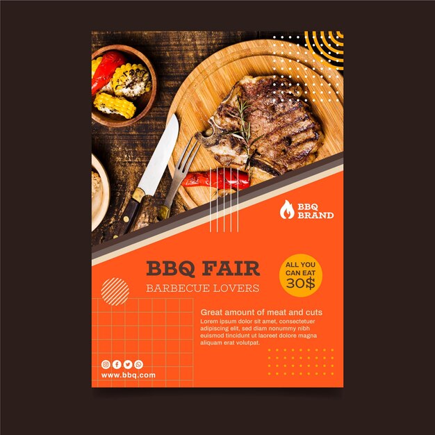 Vertikale Flyer-Vorlage für Grill